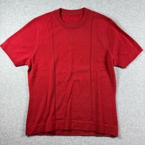 Marlowe Made In Italy Cashmere Silk Short Sleeve Crew Neck Sweater Maroon Size M